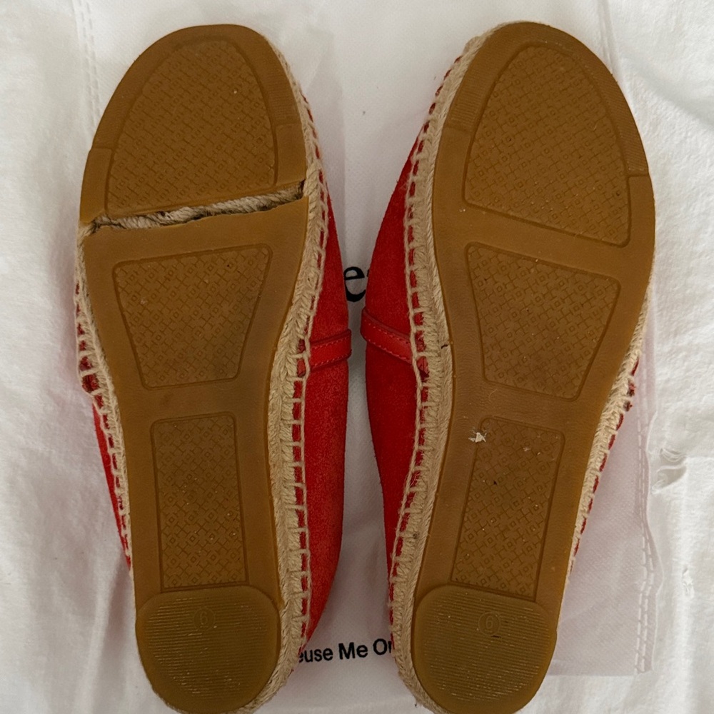 Tory Burch Red Suede Logo Espadrille Flats - Picture 4 of 4